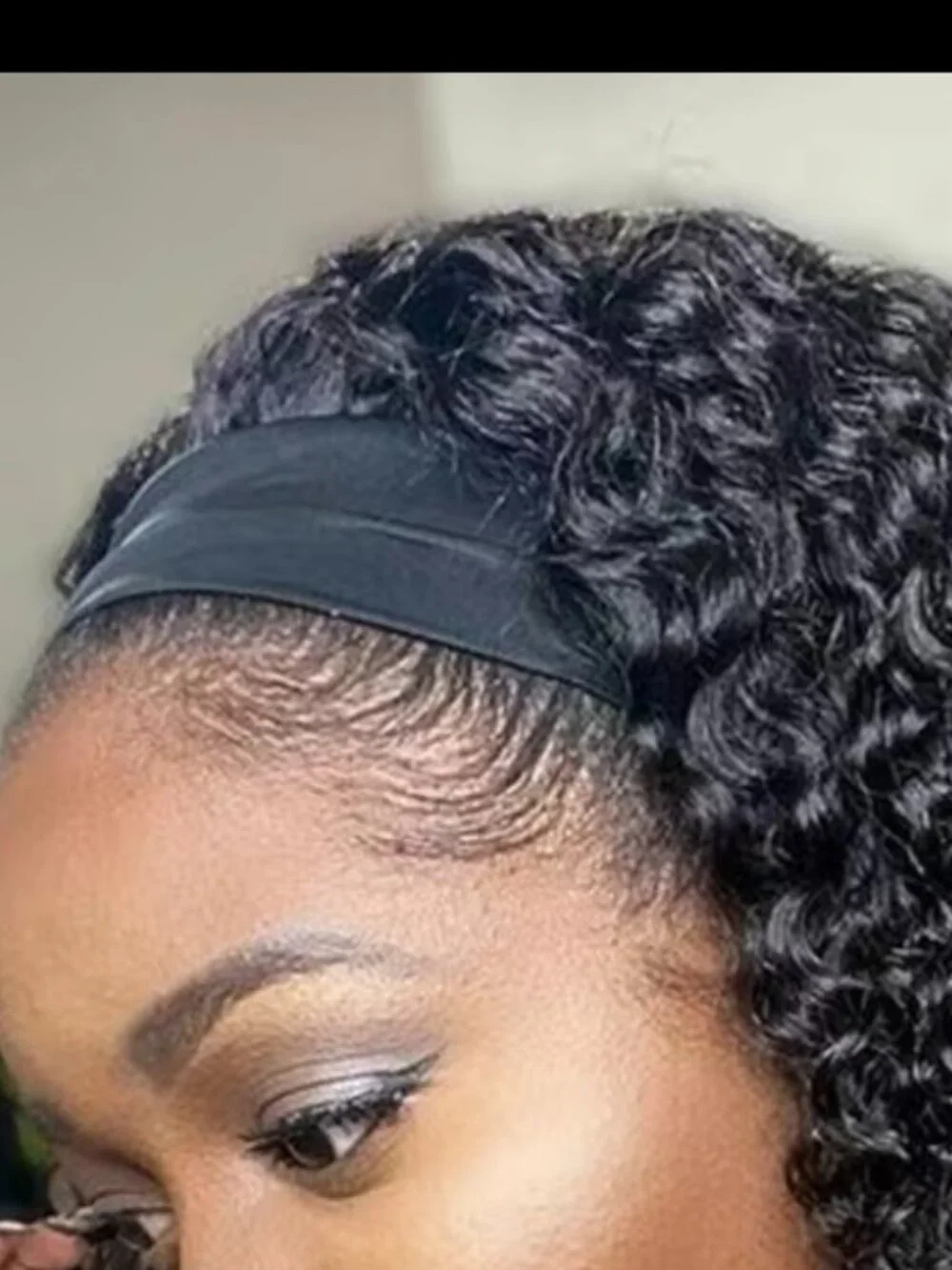 16 inch Headband Jerry Curly Human Hair Wig